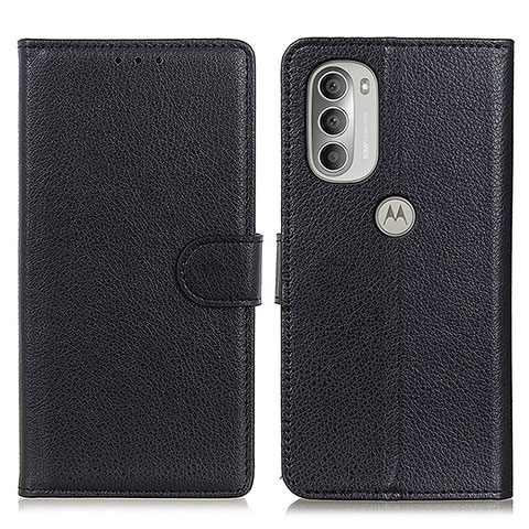 Funda de Cuero Cartera con Soporte Carcasa A03D para Motorola Moto G51 5G Negro