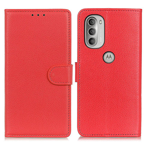 Funda de Cuero Cartera con Soporte Carcasa A03D para Motorola Moto G51 5G Rojo