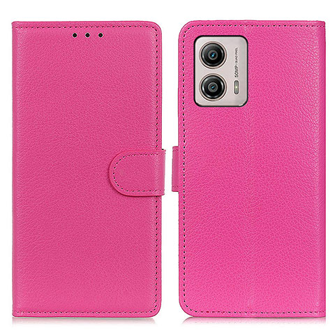 Funda de Cuero Cartera con Soporte Carcasa A03D para Motorola Moto G53 5G Rosa Roja