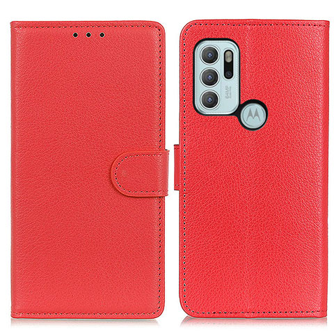 Funda de Cuero Cartera con Soporte Carcasa A03D para Motorola Moto G60s Rojo