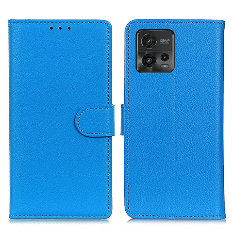 Funda de Cuero Cartera con Soporte Carcasa A03D para Motorola Moto G72 Azul Cielo