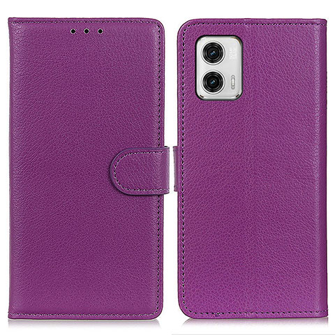 Funda de Cuero Cartera con Soporte Carcasa A03D para Motorola Moto G73 5G Morado