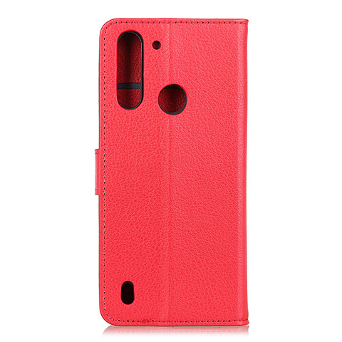 Funda de Cuero Cartera con Soporte Carcasa A03D para Motorola Moto One Fusion Rojo