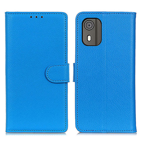 Funda de Cuero Cartera con Soporte Carcasa A03D para Nokia C02 Azul Cielo