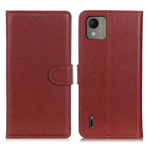 Funda de Cuero Cartera con Soporte Carcasa A03D para Nokia C110 Marron