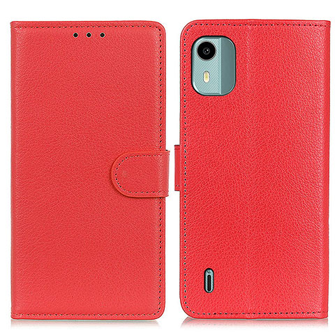 Funda de Cuero Cartera con Soporte Carcasa A03D para Nokia C12 Rojo