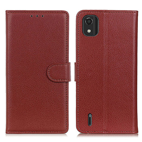 Funda de Cuero Cartera con Soporte Carcasa A03D para Nokia C2 2nd Edition Marron