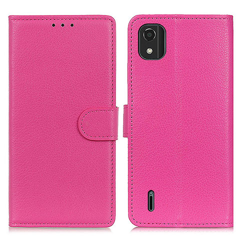 Funda de Cuero Cartera con Soporte Carcasa A03D para Nokia C2 2nd Edition Rosa Roja