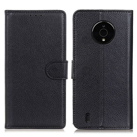 Funda de Cuero Cartera con Soporte Carcasa A03D para Nokia C200 Negro