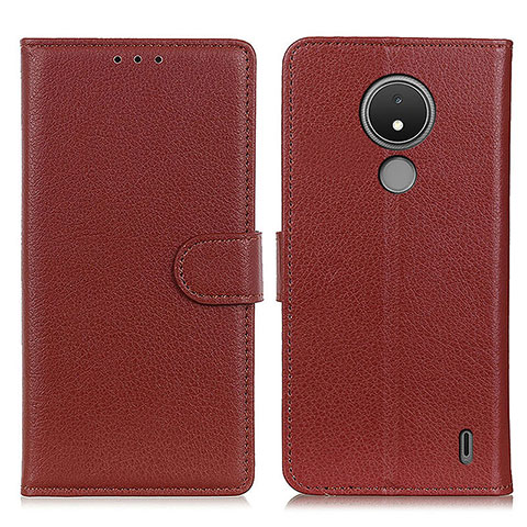 Funda de Cuero Cartera con Soporte Carcasa A03D para Nokia C21 Marron