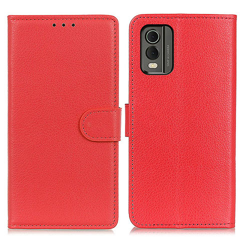 Funda de Cuero Cartera con Soporte Carcasa A03D para Nokia C210 Rojo