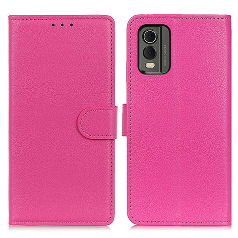 Funda de Cuero Cartera con Soporte Carcasa A03D para Nokia C210 Rosa Roja