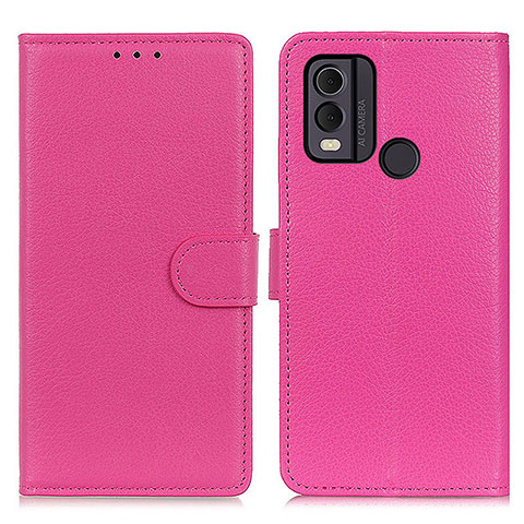 Funda de Cuero Cartera con Soporte Carcasa A03D para Nokia C22 Rosa Roja