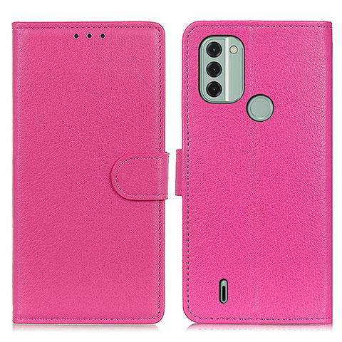 Funda de Cuero Cartera con Soporte Carcasa A03D para Nokia C31 Rosa Roja