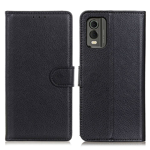 Funda de Cuero Cartera con Soporte Carcasa A03D para Nokia C32 Negro