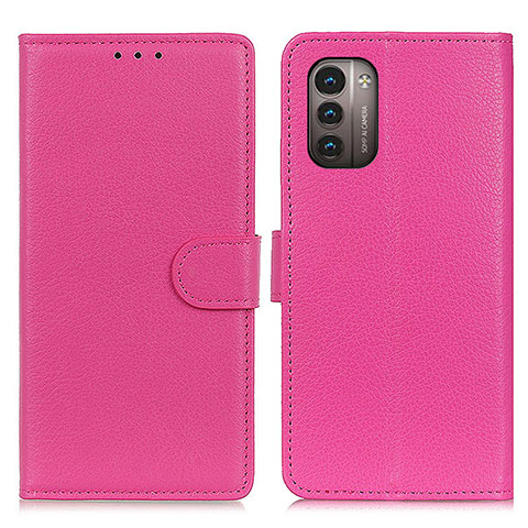 Funda de Cuero Cartera con Soporte Carcasa A03D para Nokia G21 Rosa Roja