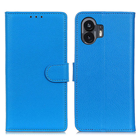 Funda de Cuero Cartera con Soporte Carcasa A03D para Nothing Phone 2 Azul Cielo