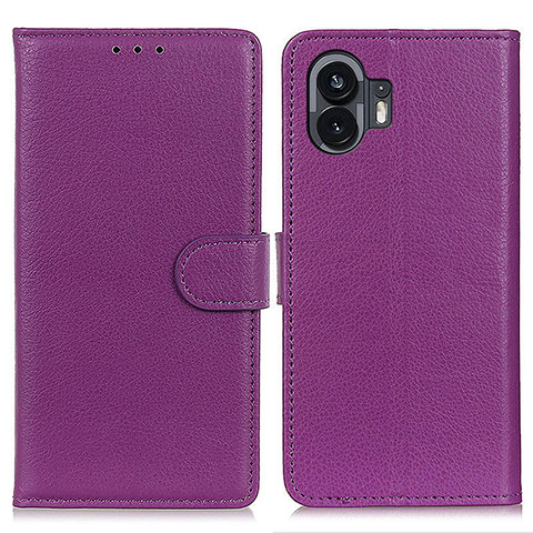 Funda de Cuero Cartera con Soporte Carcasa A03D para Nothing Phone 2 Morado