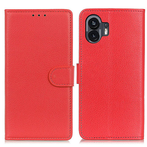 Funda de Cuero Cartera con Soporte Carcasa A03D para Nothing Phone 2 Rojo