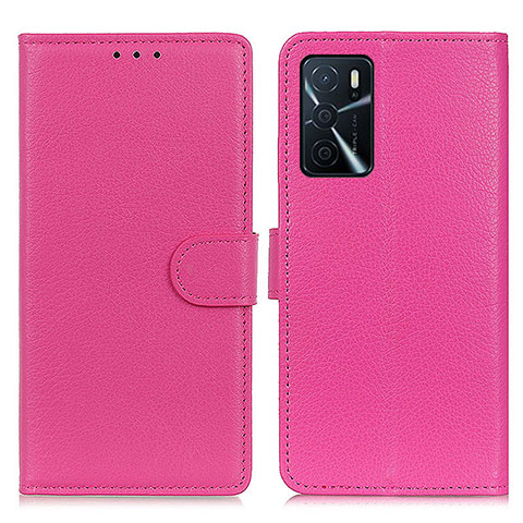 Funda de Cuero Cartera con Soporte Carcasa A03D para Oppo A16 Rosa Roja