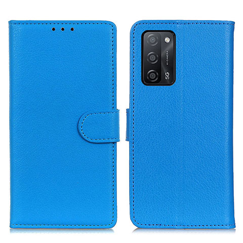 Funda de Cuero Cartera con Soporte Carcasa A03D para Oppo A53s 5G Azul Cielo