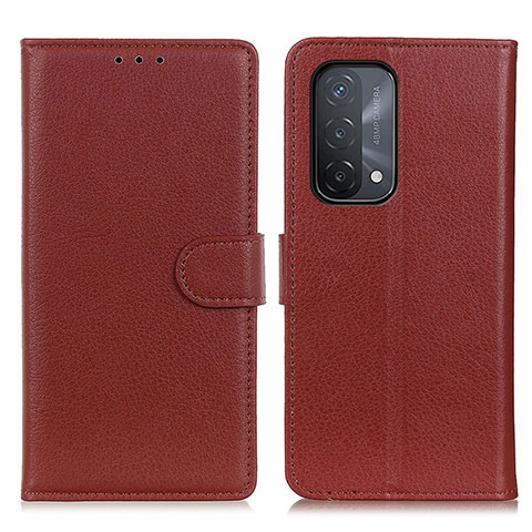 Funda de Cuero Cartera con Soporte Carcasa A03D para Oppo A54 5G Marron