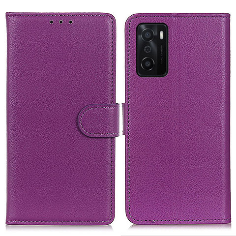 Funda de Cuero Cartera con Soporte Carcasa A03D para Oppo A55S 5G Morado