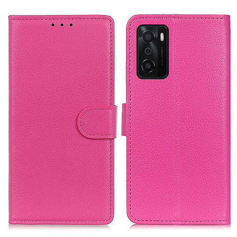 Funda de Cuero Cartera con Soporte Carcasa A03D para Oppo A55S 5G Rosa Roja