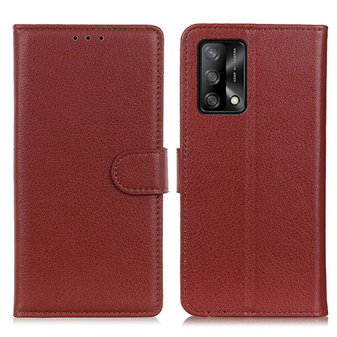 Funda de Cuero Cartera con Soporte Carcasa A03D para Oppo A95 4G Marron