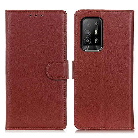 Funda de Cuero Cartera con Soporte Carcasa A03D para Oppo A95 5G Marron