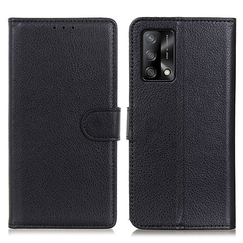 Funda de Cuero Cartera con Soporte Carcasa A03D para Oppo F19 Negro