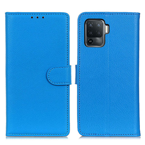 Funda de Cuero Cartera con Soporte Carcasa A03D para Oppo F19 Pro Azul Cielo