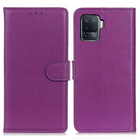 Funda de Cuero Cartera con Soporte Carcasa A03D para Oppo F19 Pro Morado