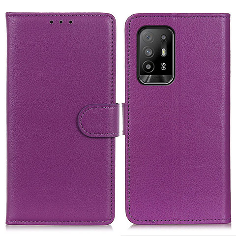 Funda de Cuero Cartera con Soporte Carcasa A03D para Oppo F19 Pro+ Plus 5G Morado