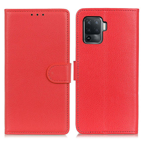 Funda de Cuero Cartera con Soporte Carcasa A03D para Oppo F19 Pro Rojo