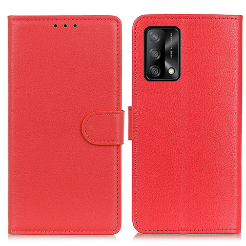 Funda de Cuero Cartera con Soporte Carcasa A03D para Oppo F19 Rojo