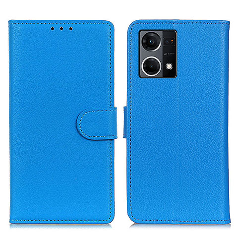 Funda de Cuero Cartera con Soporte Carcasa A03D para Oppo F21 Pro 4G Azul Cielo