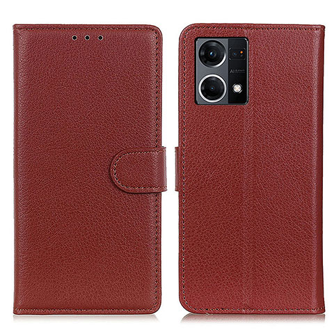 Funda de Cuero Cartera con Soporte Carcasa A03D para Oppo F21 Pro 4G Marron