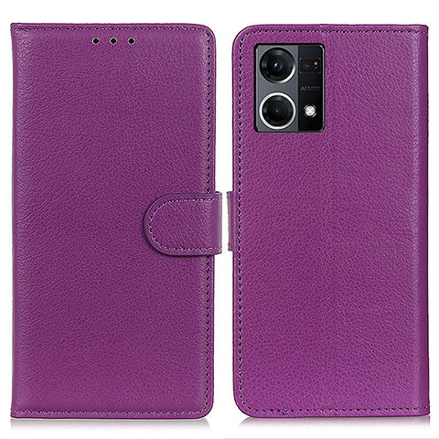 Funda de Cuero Cartera con Soporte Carcasa A03D para Oppo F21 Pro 4G Morado