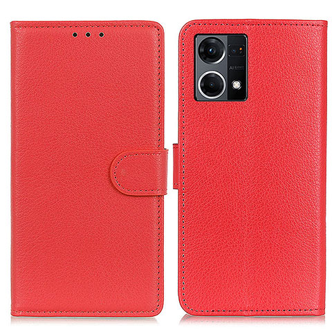 Funda de Cuero Cartera con Soporte Carcasa A03D para Oppo F21 Pro 4G Rojo