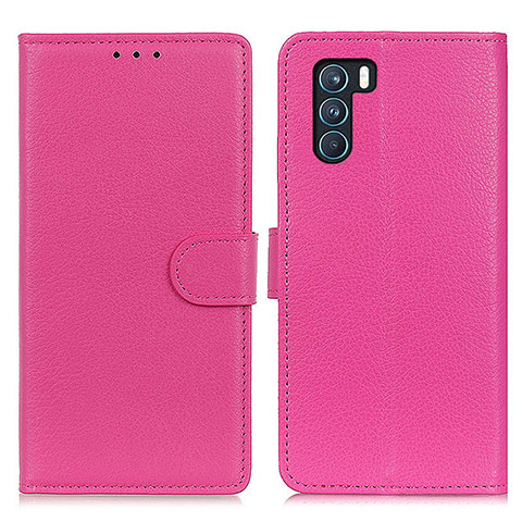 Funda de Cuero Cartera con Soporte Carcasa A03D para Oppo K9 Pro 5G Rosa Roja