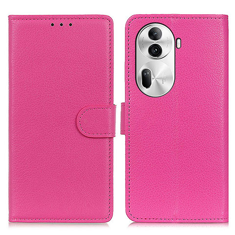 Funda de Cuero Cartera con Soporte Carcasa A03D para Oppo Reno11 Pro 5G Rosa Roja