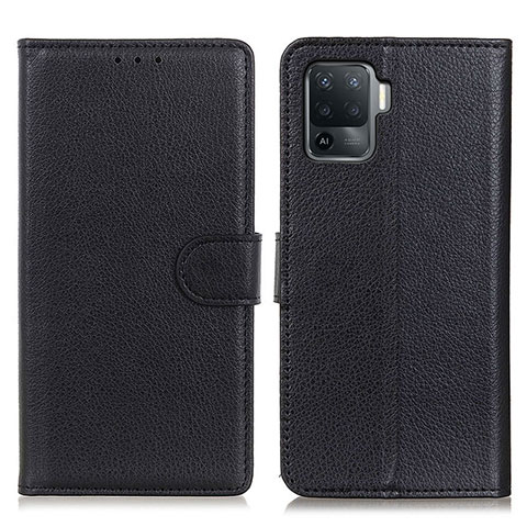 Funda de Cuero Cartera con Soporte Carcasa A03D para Oppo Reno5 Lite Negro