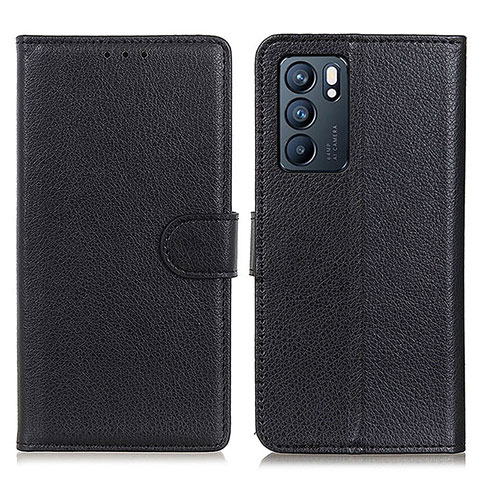 Funda de Cuero Cartera con Soporte Carcasa A03D para Oppo Reno6 5G Negro