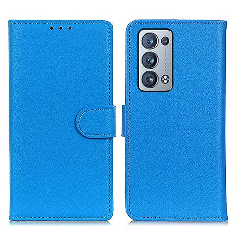 Funda de Cuero Cartera con Soporte Carcasa A03D para Oppo Reno6 Pro 5G Azul Cielo