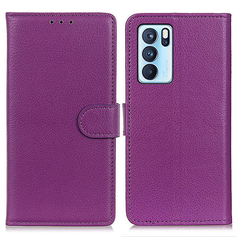 Funda de Cuero Cartera con Soporte Carcasa A03D para Oppo Reno6 Pro 5G India Morado