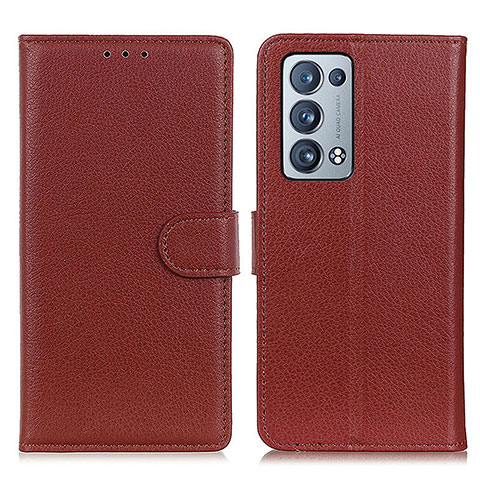 Funda de Cuero Cartera con Soporte Carcasa A03D para Oppo Reno6 Pro 5G Marron