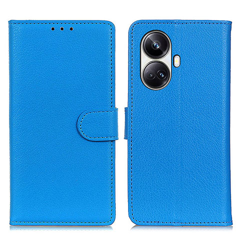 Funda de Cuero Cartera con Soporte Carcasa A03D para Realme 10 Pro+ Plus 5G Azul Cielo