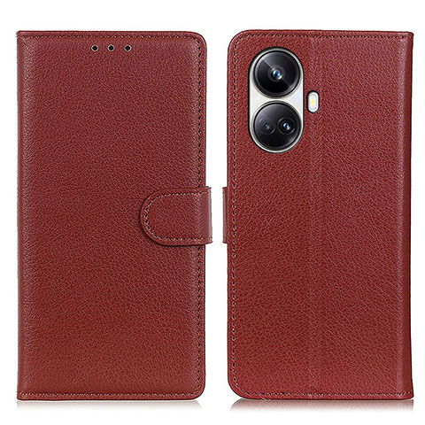 Funda de Cuero Cartera con Soporte Carcasa A03D para Realme 10 Pro+ Plus 5G Marron