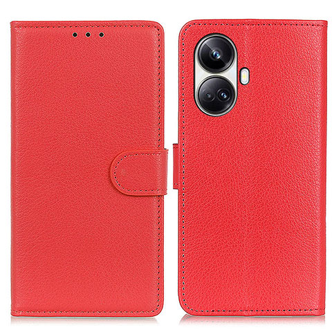 Funda de Cuero Cartera con Soporte Carcasa A03D para Realme 10 Pro+ Plus 5G Rojo